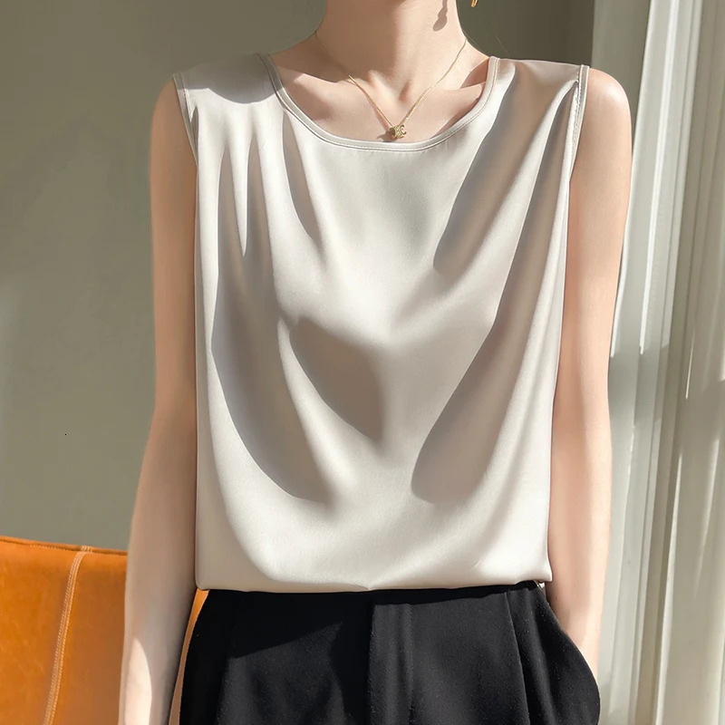 2024 Lace Women Camis Satin Tank Tops Summer Ladies Backless Spaghetti Strap Sexy Round neck Camisole Female Clothing Cropped RW 250804