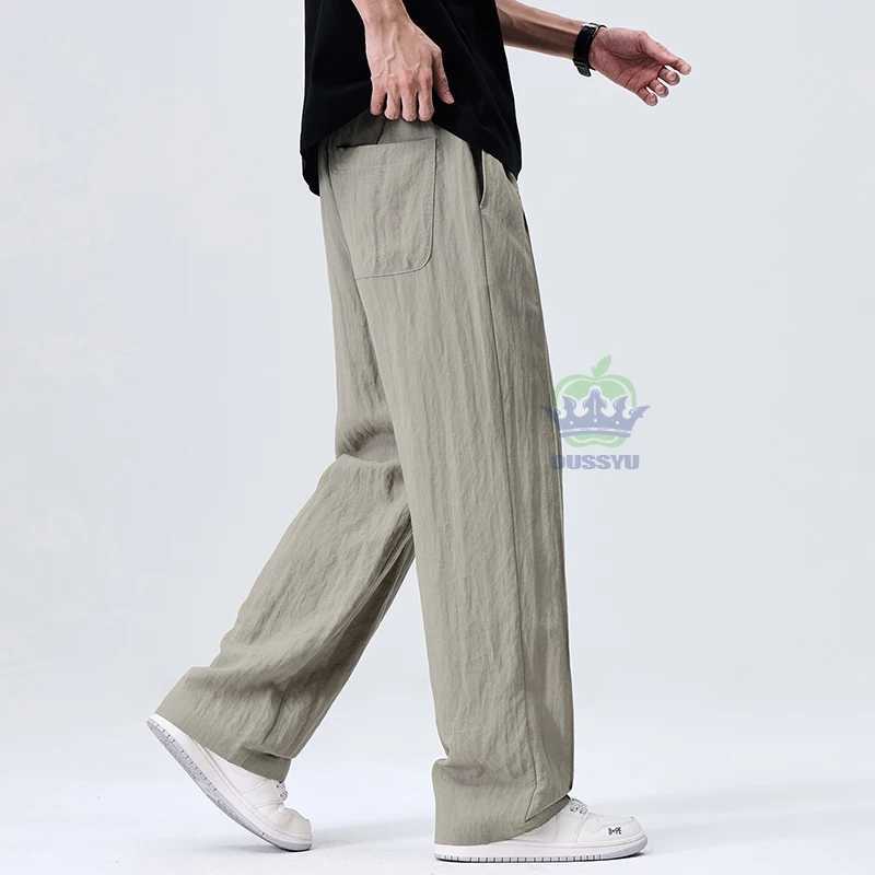 ousyu brand clothing lyocell linen fabric casual pants men summer thin elastic waist outdoors jogger wrinkled outdoor trousers W250812