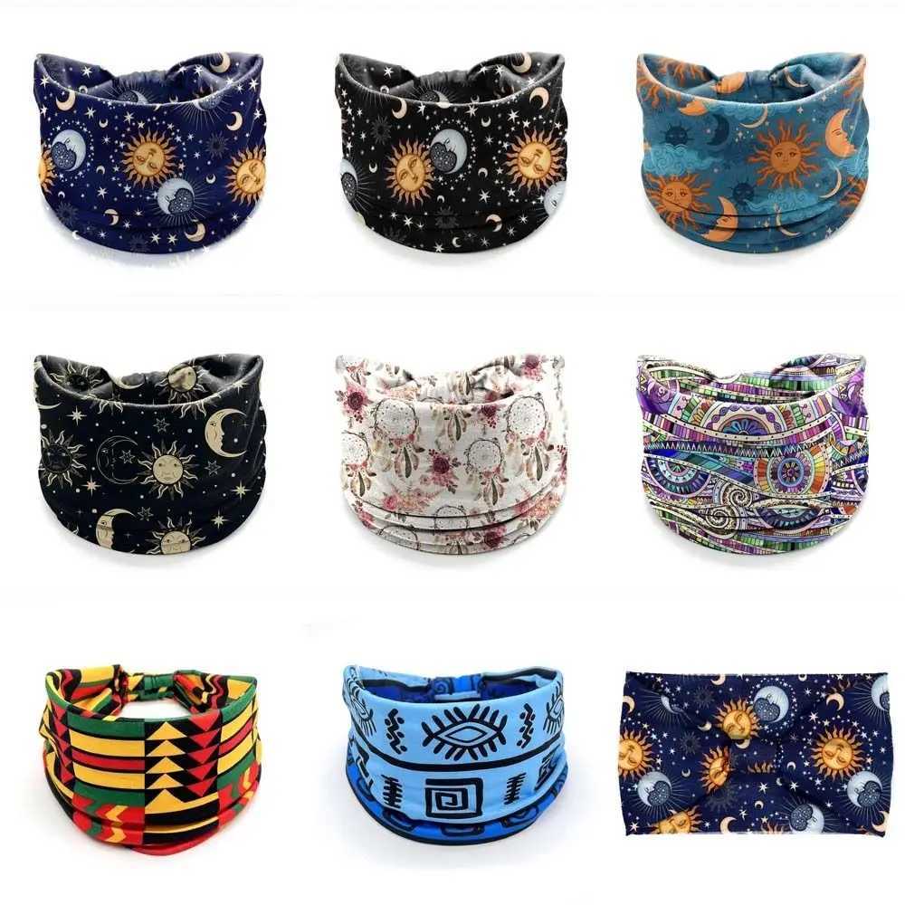 Bohemia Print Wide Headbands New Vintage Elastic Knot Turban Headwrap for Women Girls Soft Print Yoga Bandana Hair Accessories XJ250812