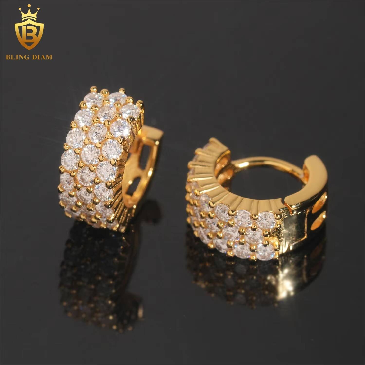 Fashion Jewelry VVS Moissanite Custom 925 Sterling Silver Luxury Iced Out Hip Hop Earrings