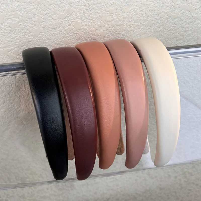 PU Cortex Wide Bands Retro for Women Temperament Hair Bands Solid Color Sponge Hair Hoop Fashion Versatile Hair Accessories X250812