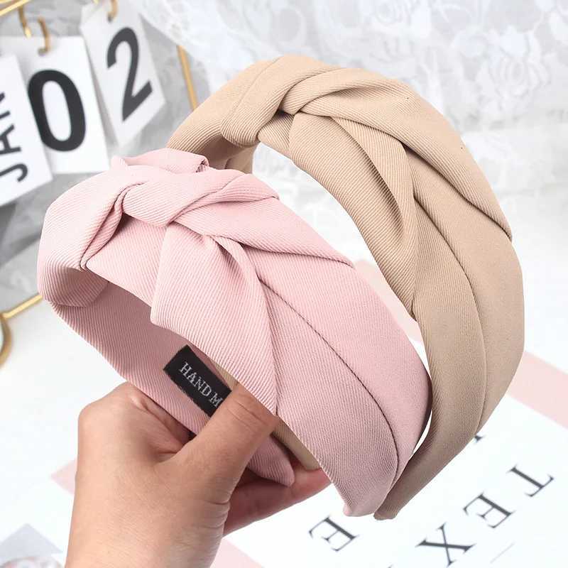 New Fashion Knotted Bands for Women Solid Color Girls Cloth Hair Bands Wide Hairband Soft Hair Hoop Hair Accessories X250812