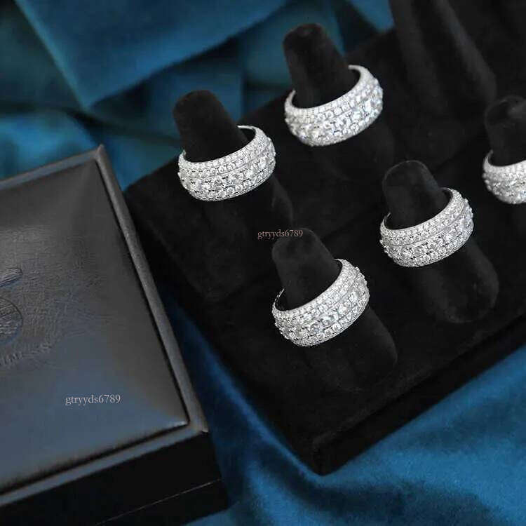 Fashion Design Sier Iced Out Moissanite Mens cuban dia ring for hiphop life jewelry