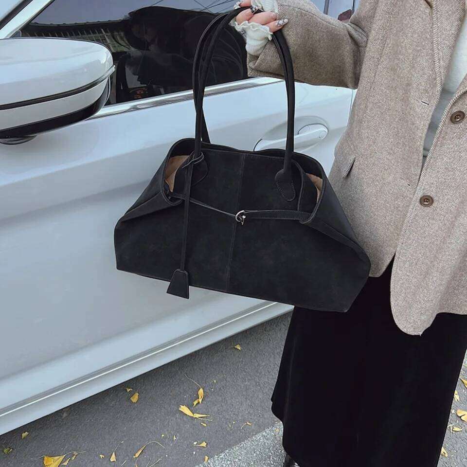 Winter Faux Suede Handbags Women England Style Solid Casual Totes Large Capacity Designer Shoulder Lady Retro Female Bags