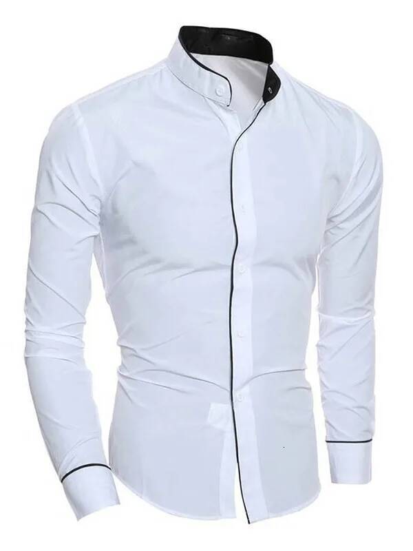 2025 Men Casual Formal Slim Fit Long Sleeve White Shirt Male Comfortable Social Dress Shirts Brand Mens Clothing ddmymarket