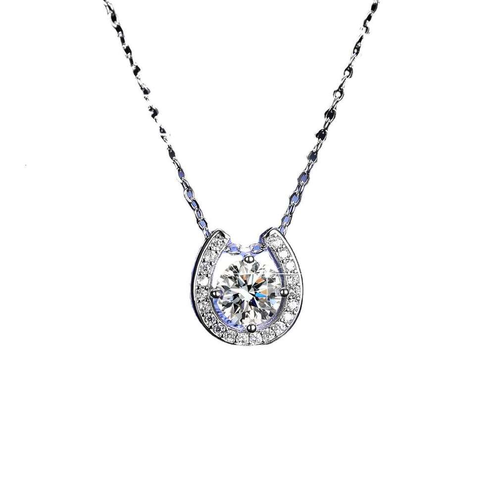 S Pure Moissanite INS Designer Necklace for Women Horseshoe Designer Sier Jewelry Pendant Clavicle Chain Live Stream