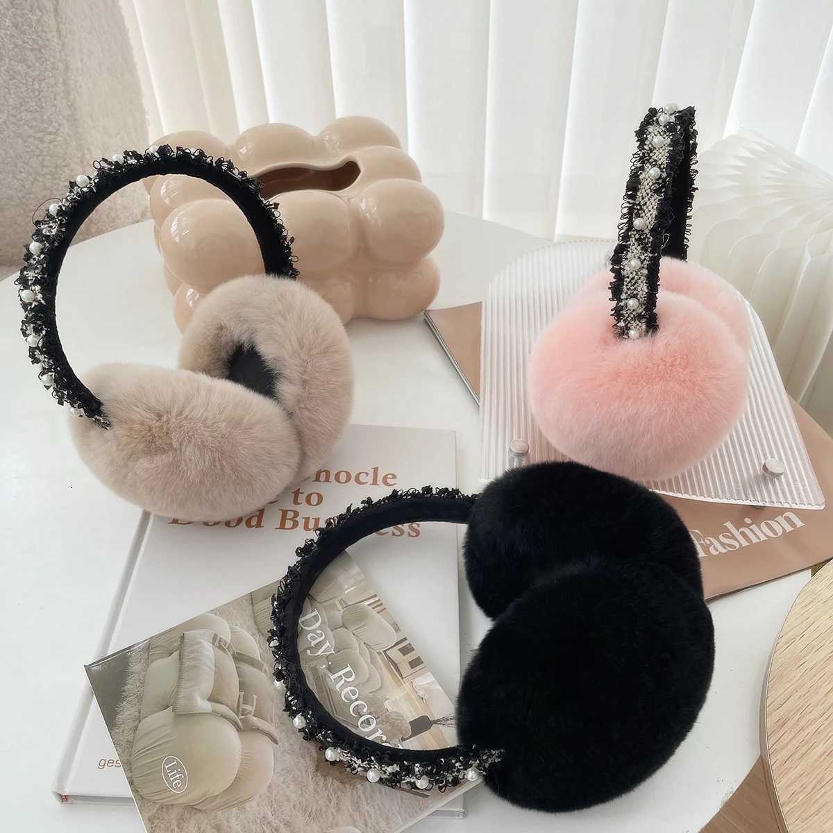 Luxury Women Winter Warm Real Rex Rabbit Fur Earmuffs Fashion Lady 100% Natural Fur Ear Muffs Thermal Girl Winter Accessories XJ250812