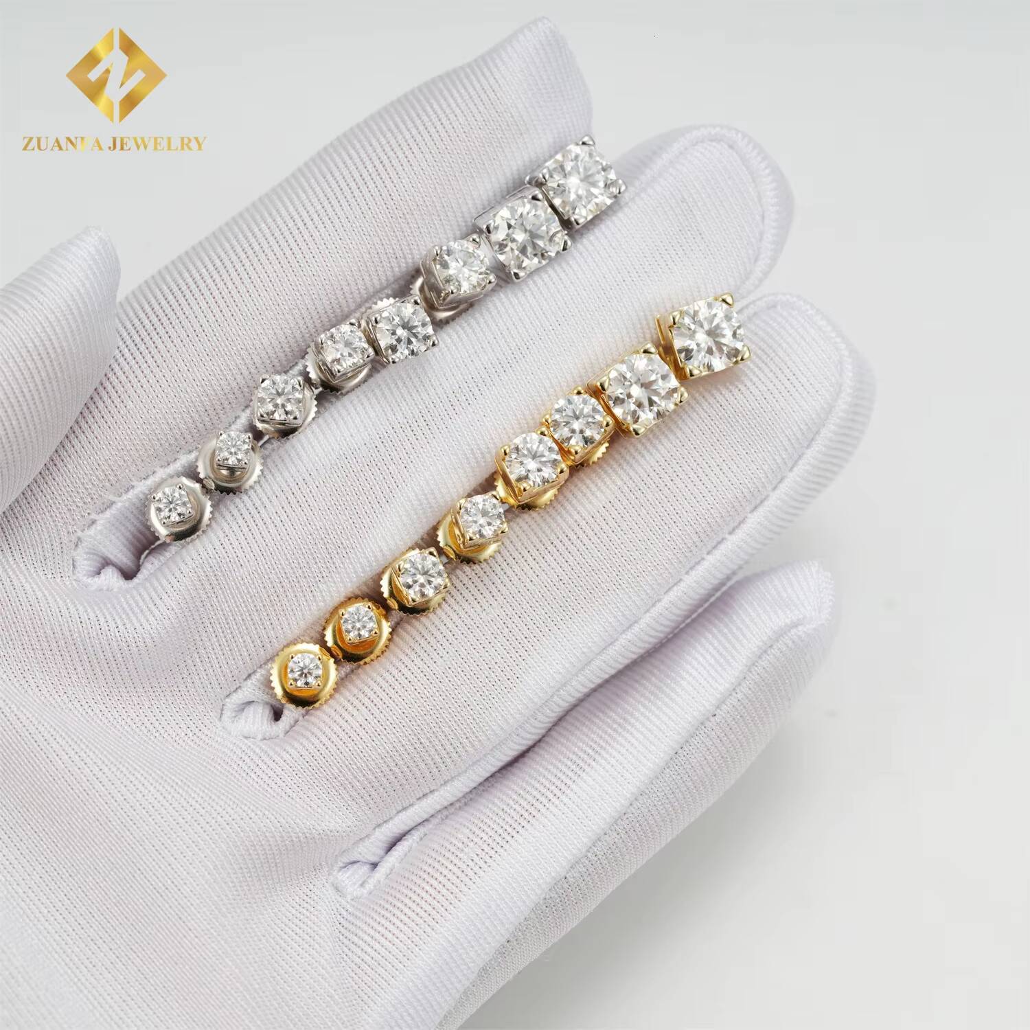 Wholesale Luxury Moissanite Earrings VVS 925 Silver GRA Certified 3mm 4mm 5mm 6.5mm Pass Diamond Tester