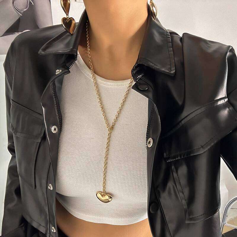 Exaggerated Large Round Bead Heart Sweet Cool Dark Punk Style Halloween Blood Drop Couple Necklace