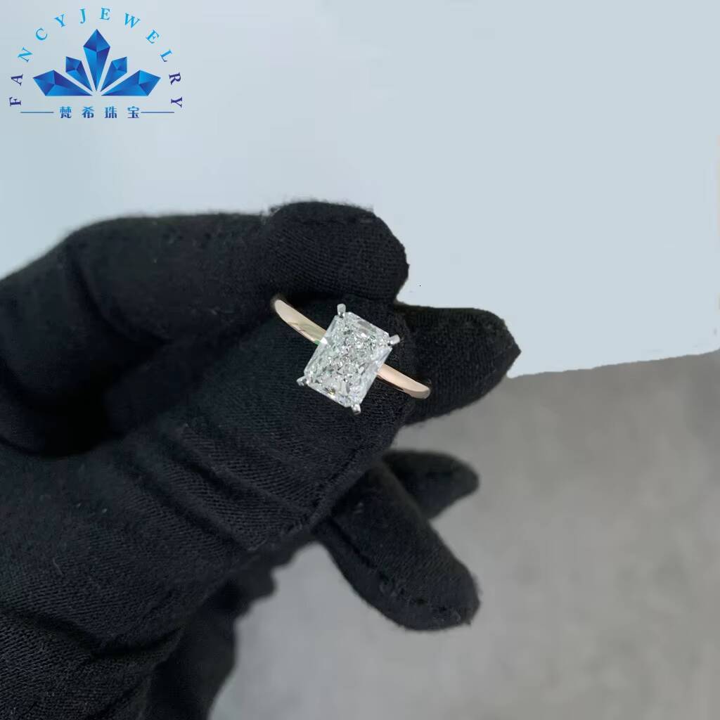 Custom 14K 18K Gold 2CT 3CT 5CT Radiant Cut D VS1 VVS1 GIA IGI Certified Lab Grown Diamond Engagement Wedding Ring for Women
