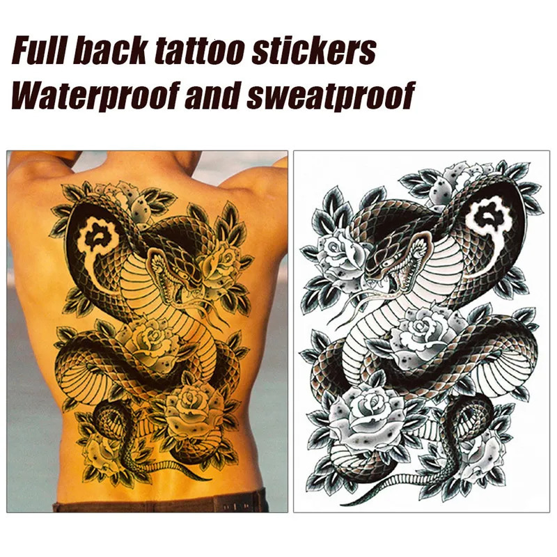 Waterproof Big Large Full Back Chest Tattoo large tattoo stickers fish wolf Tiger Dragon temporary flash tattoos cool men women 250809