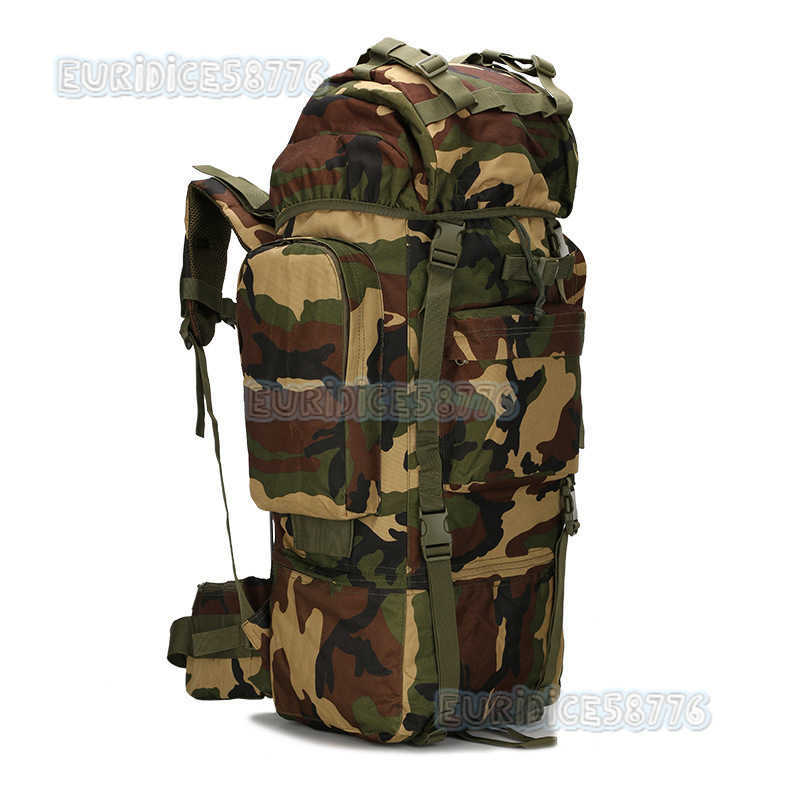 65l Large Capacity Mountaineering Bag Outdoor Supplies Camping Bag Hiking Waterproof Cover Camouflage Backpack H250811