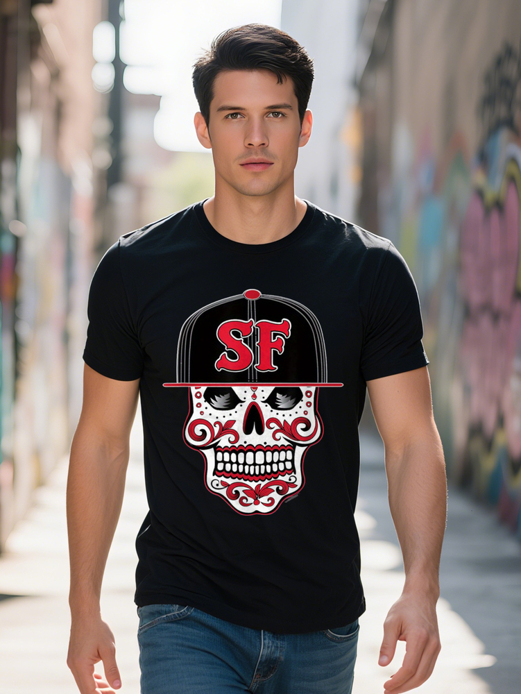 San Francisco Mexican Sugar Skull Design Bay Area T Shirt PLUS SIZE L XL
