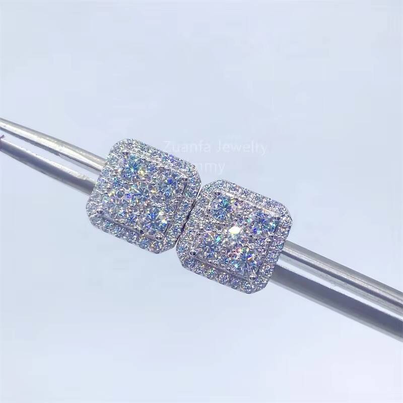 Round Brilliant Cut Def Color Vvs1 Genuine Moissanite Earrings 925 Sterling Silver Classic Gemstones Suitable for Women