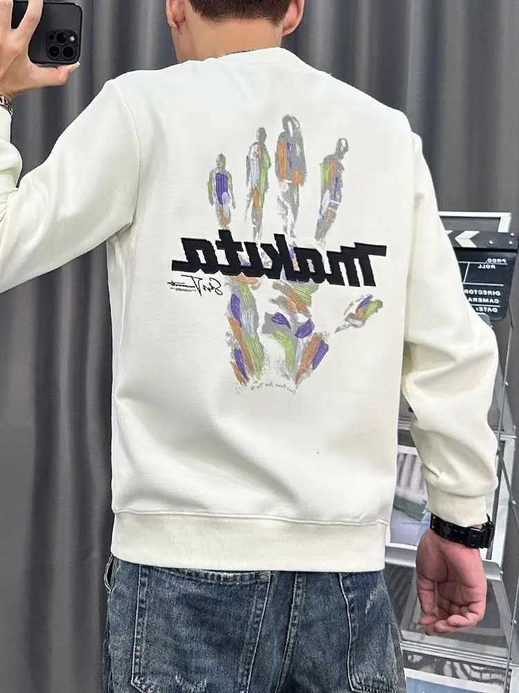 Autumn New Trend Mens Long Sleeve Slim Letter Print Sweatshirt Y250811