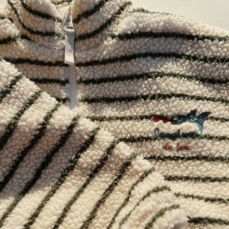 Autumn Winter Konges Slojd Childrens Jacket Boys Polar Fleece Cottonpadded Clothes Girls Pink Swan Printing Coat 250812