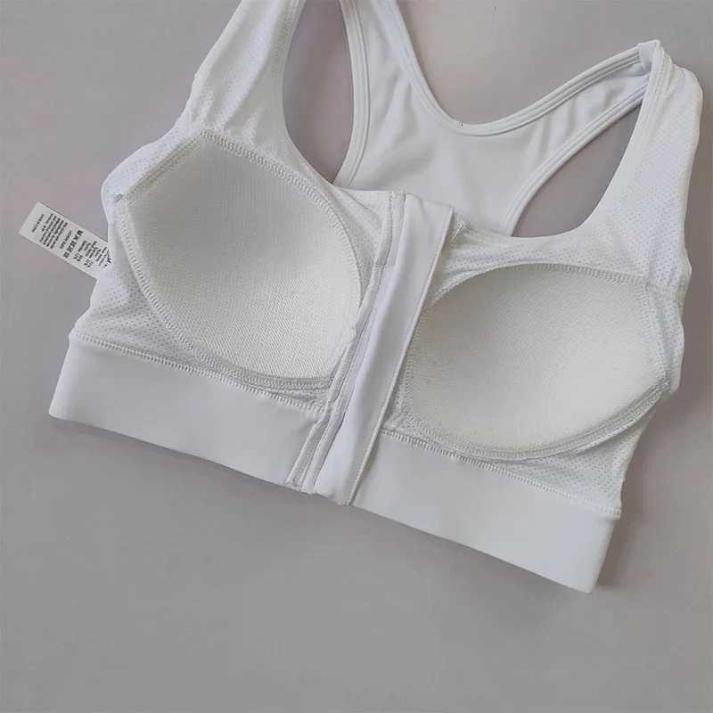 Large Size Womens Sports Fitness Bra Shock-Absorbing Gathered Front Zipper Design No Buckle Needed for Comfortable Fit Z250812