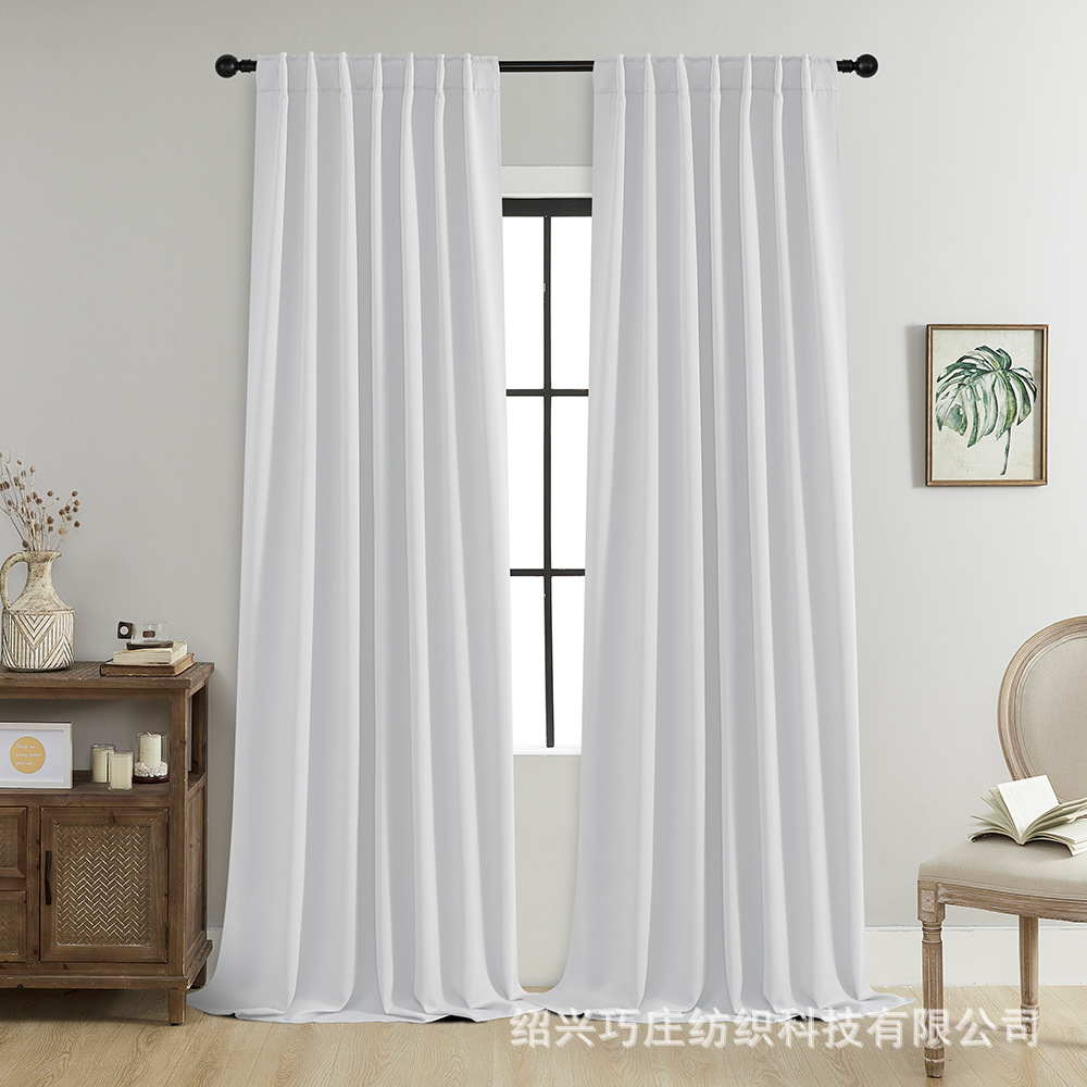 YL-36891 Thickened double-sided linen blackout curtains engineering hotel school sound insulation heat insulation full blackout cotton and linen curta