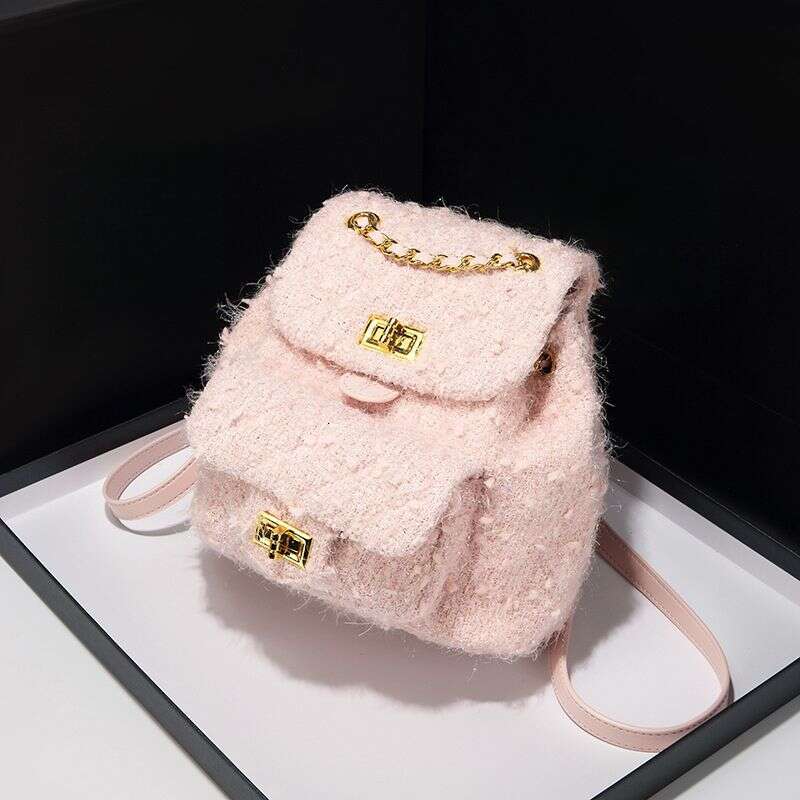2025 Spring And Summer New Ladies Wool Bag, Chic Design Chain Backpack, Multifunctional Shoulder Bag Fashionable Versatile Leisure Daily Simple