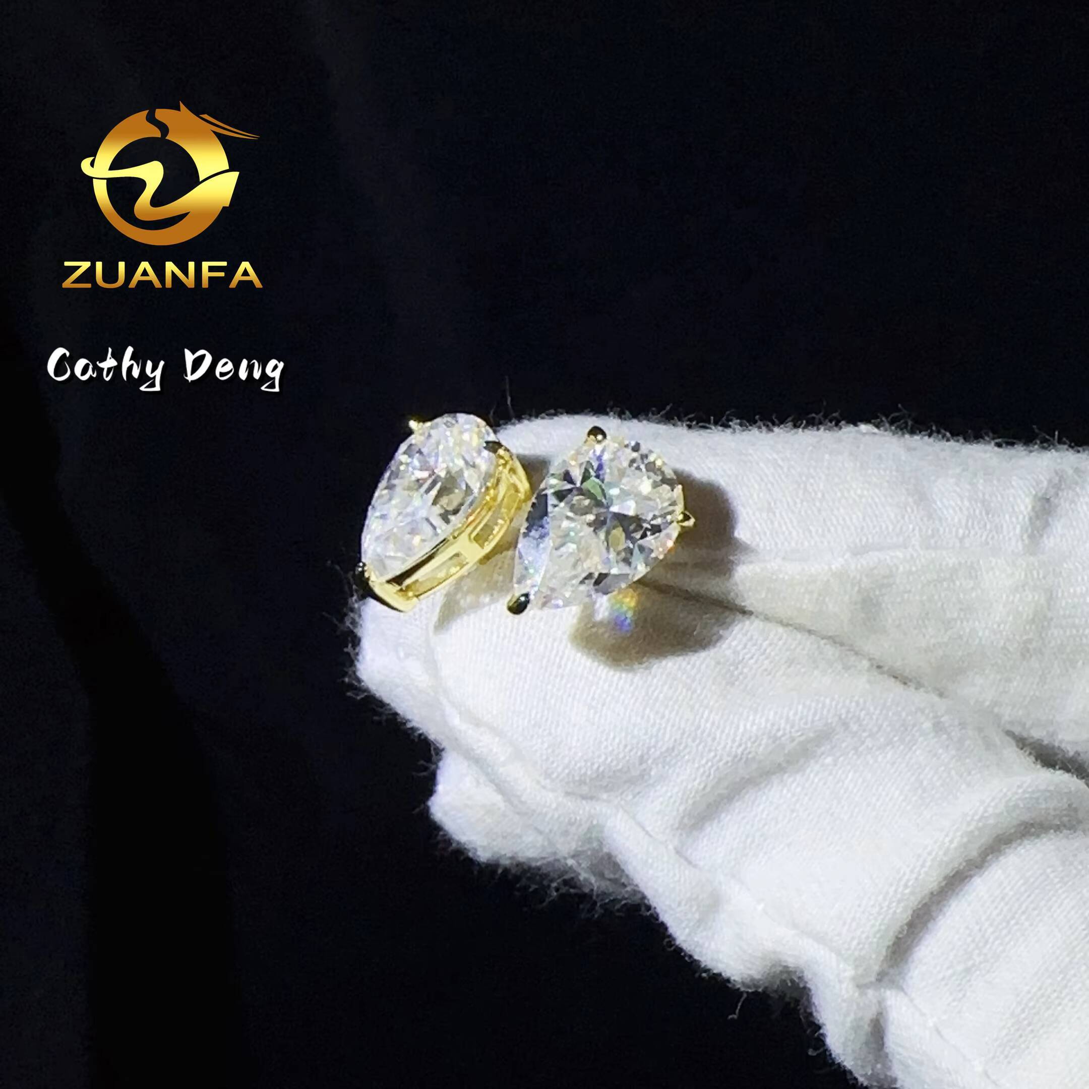 Classic Women Earrings Pear Cut Silver Gold Rose Gold Ice Out 925 Sterling Silver D VVS Moissanite Earrings Ready to Ship