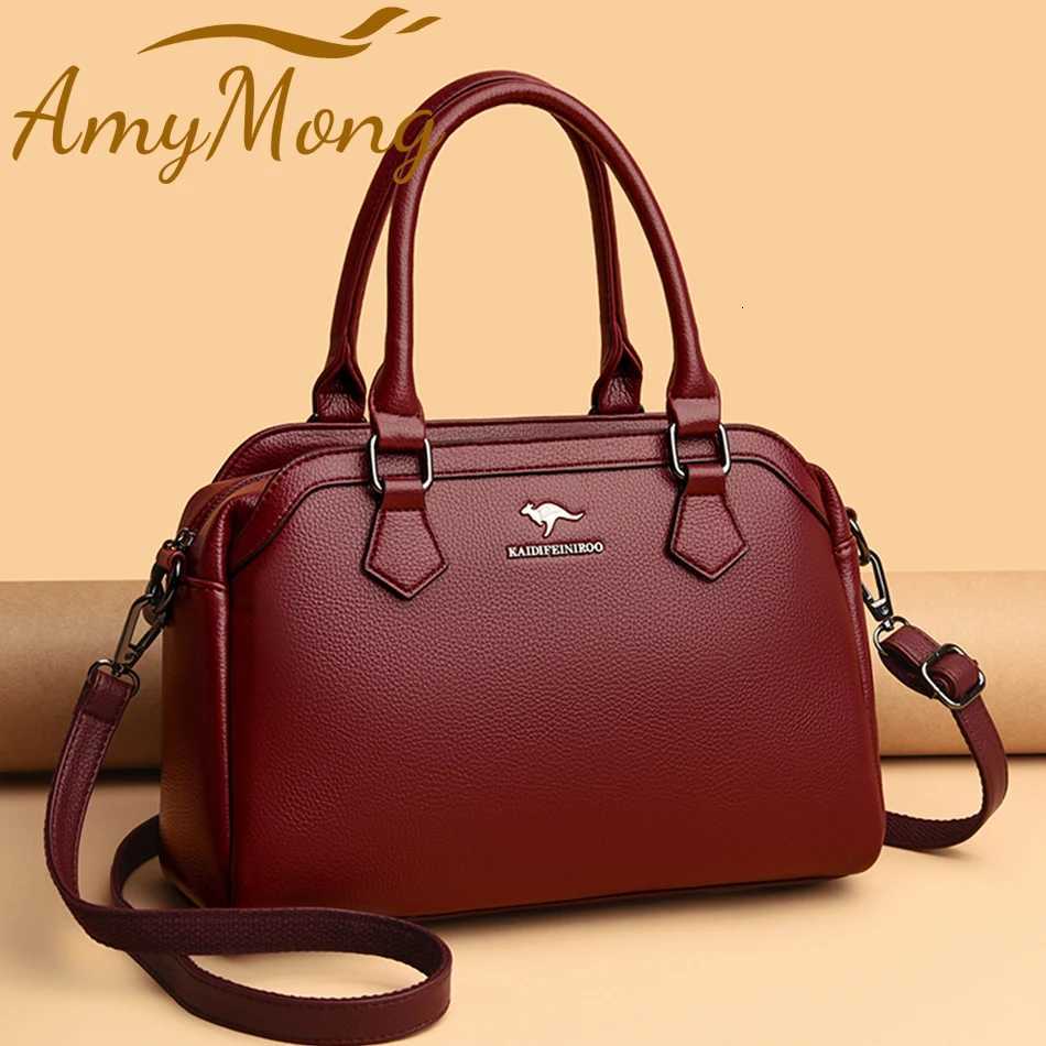 Multi-Pocket Handbag Purses Genuine Cowhide Leather Shoulder Bag Designer Crossbody Messenger Bag Elegant Tote for Women Z250812