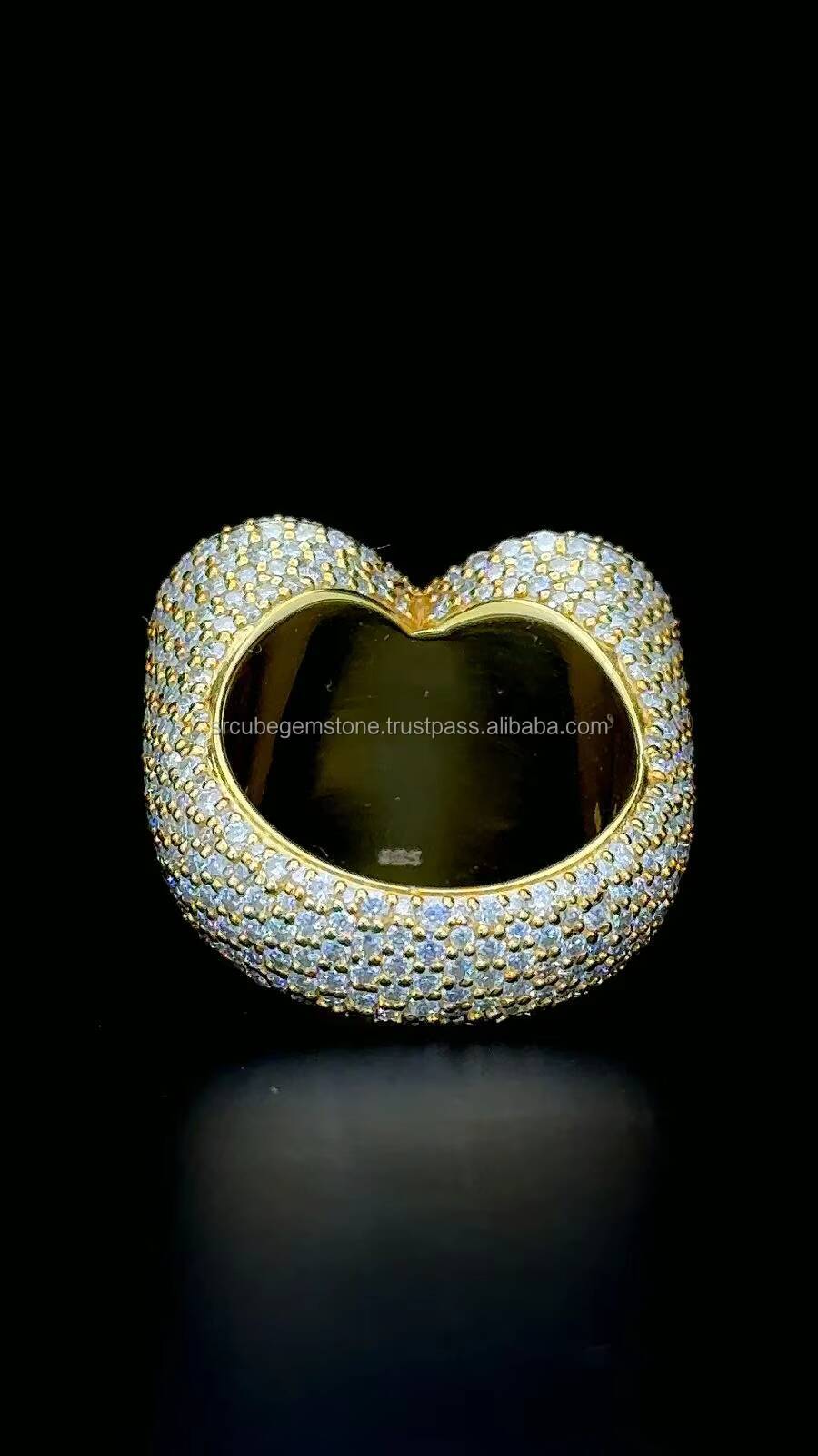 Women Love Heart Moissanite Baguette Gemstone Ring Anti-allergy 925 Silver Luxury Pearl 18K Gold Plated Hip Hop Style Jewelry