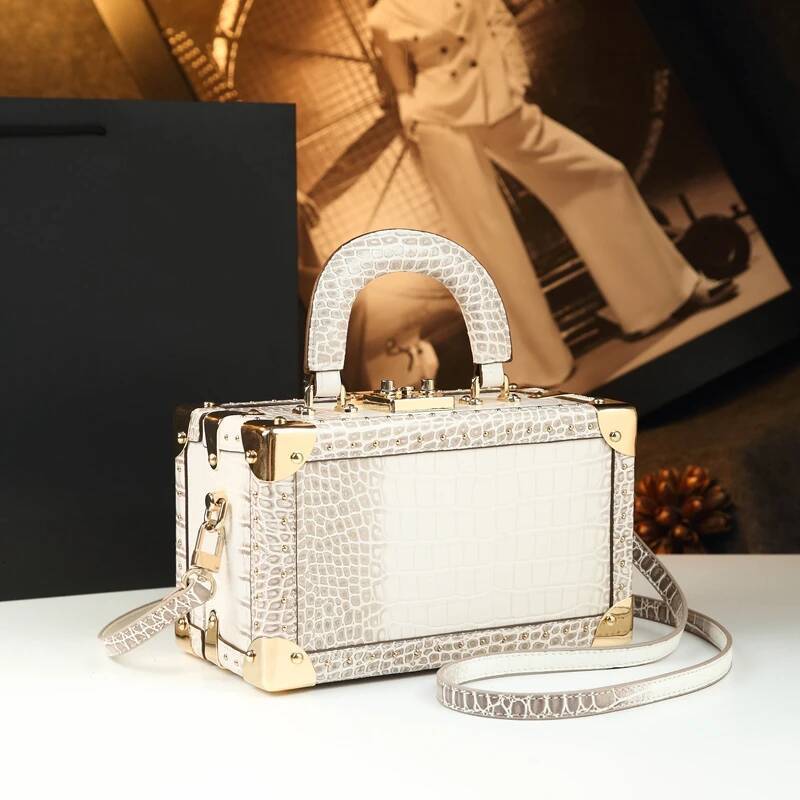 Fashion Trend 2025 New Women Handbags Crocodile Pattern Leather Small Hard Box Bag Shoulder Crossbody Bags