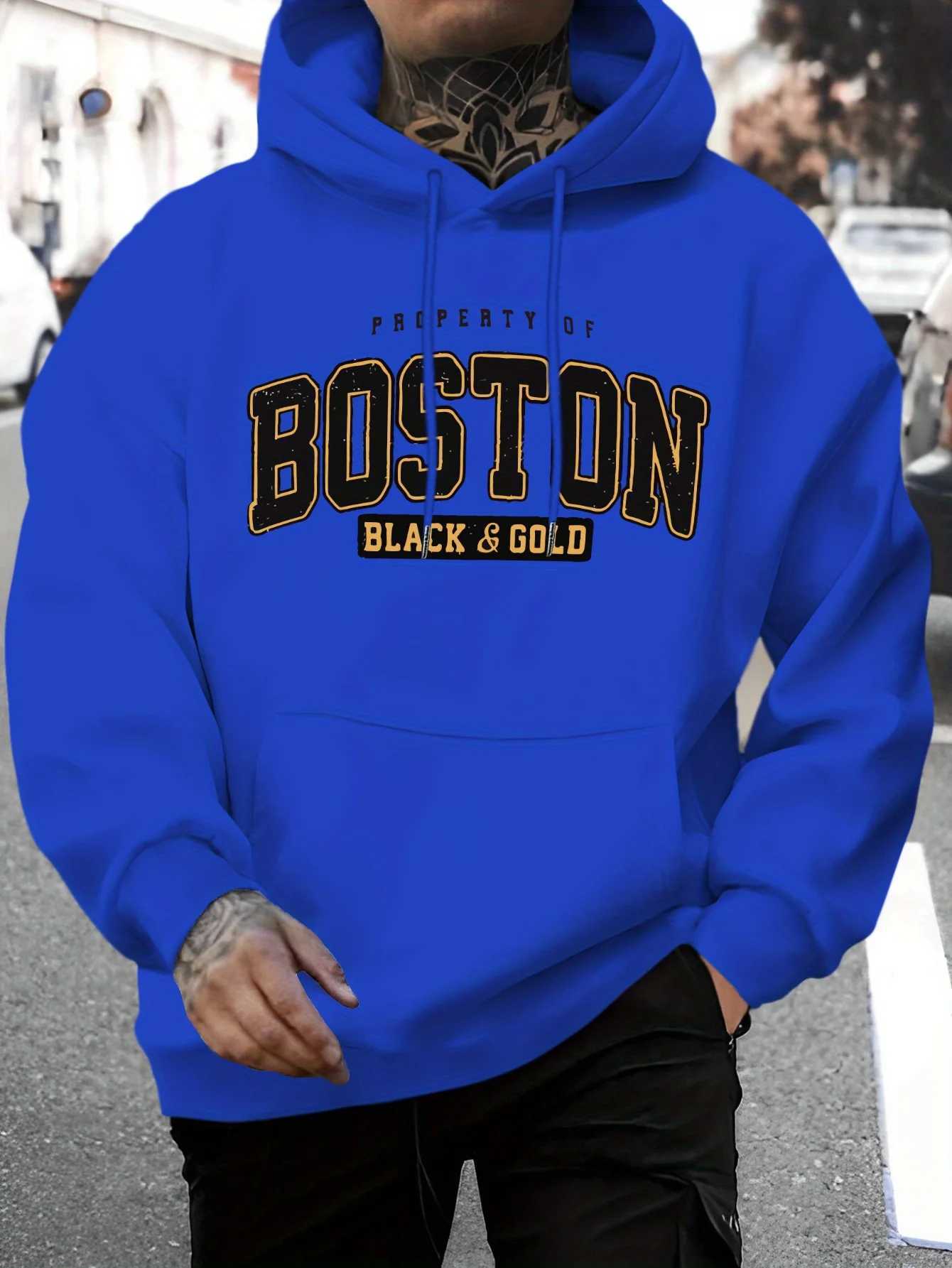 Autumn/Winter Boston Hoodie Design Mens Street Style Sportswear Autumn Casual Hoodie Fashion Round Neck Hoodie Y250811