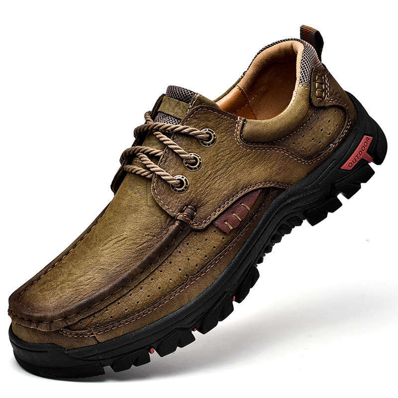 First Layer Cowhide Genuine Thick Sole Wear-Resistant Men's Leather Outdoor Casual Hiking Shoes