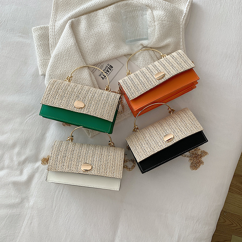 Summer Stylish for Women New Woven Simple Fashion Korean Version Textured Chain Trendy Crossbody Small Square Bag ddmymarket