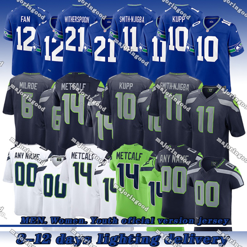 Cooper Kupp Sam Darnold Jaxon Smith-Njigba Football Jersey Devon Witherspoon Tariq Woolen Kenneth Walker Byron Murphy Jake Bobo Leonard William Largent Howell