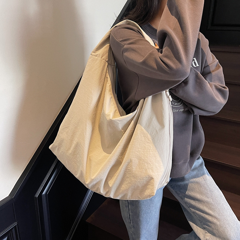 Canvas Women New Casual Simple Single Shoulder Large Capacity Shopping Commuter Tote Bag