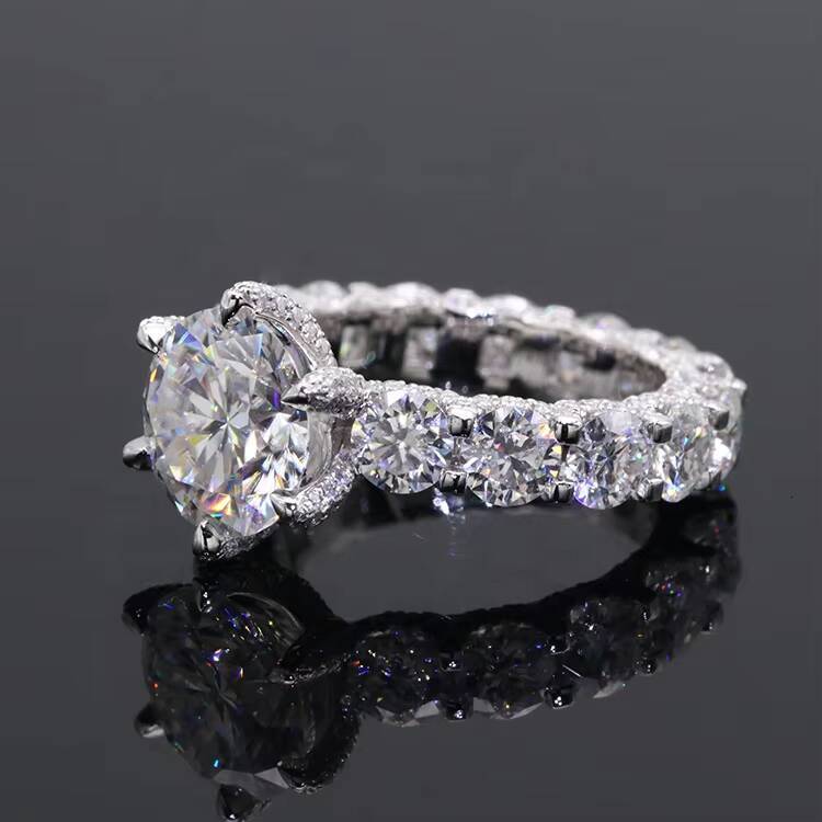 14K White Gold Wedding Ring 3 CTs Moissanite Diamond Ring With GRA Certificate