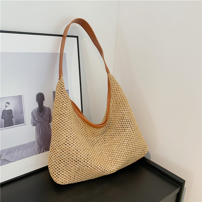Woven Large Capacity Stylish 2024 New Fashion Personality Trendy Straw Tote Underarm Single Shoulder Women's Bag