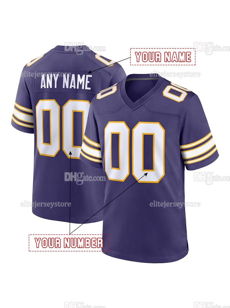 Custom Justin Jefferson Football Jersey McCarthy Hockenson Smith Embroidered Polyester Jersey Design