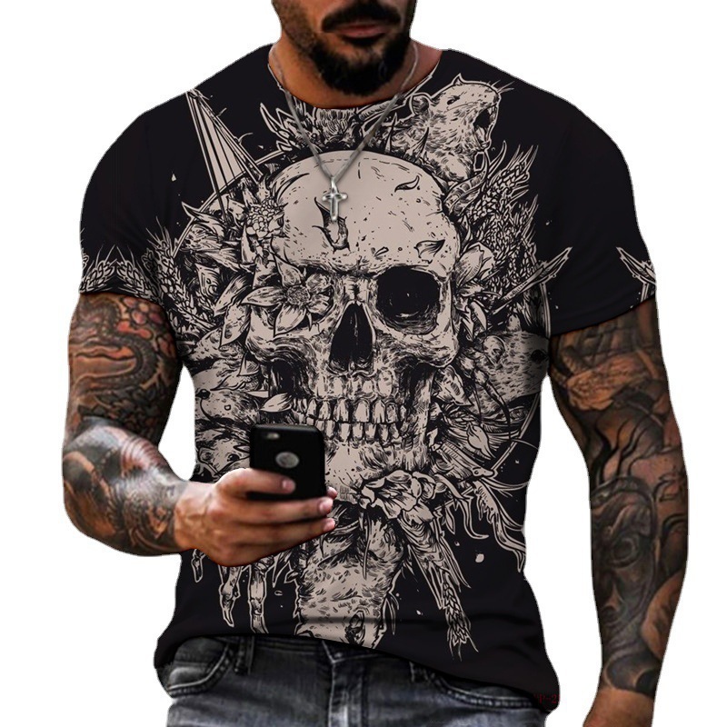 Horror Skull 3D Printed Men's T-Shirt Summer Fashion Hot Sale