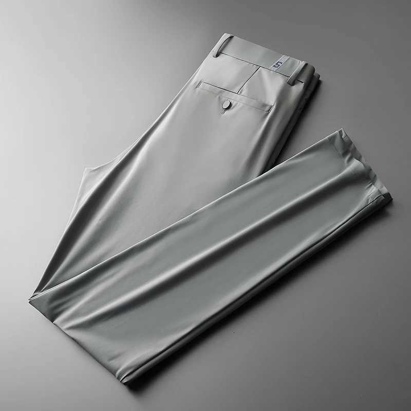 Browon New Ice Silk Casual Pants Men Spring and Summer Mid Straight Thin Breath Pants Comfortable Light Elastic Loose Trousers W250812