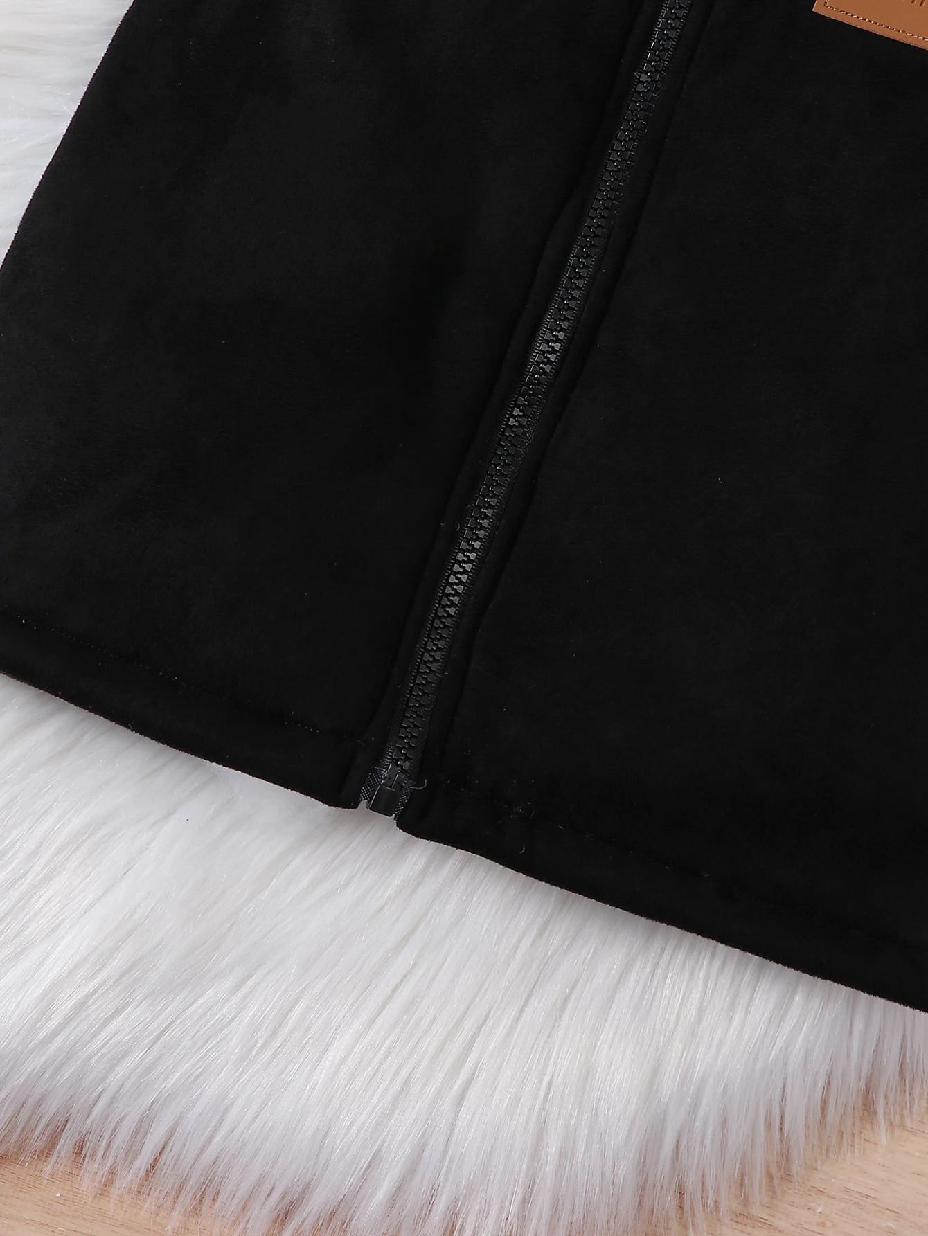 Boys fashionable casual with thick leather fleece stand up collar zipper vest winter 250811