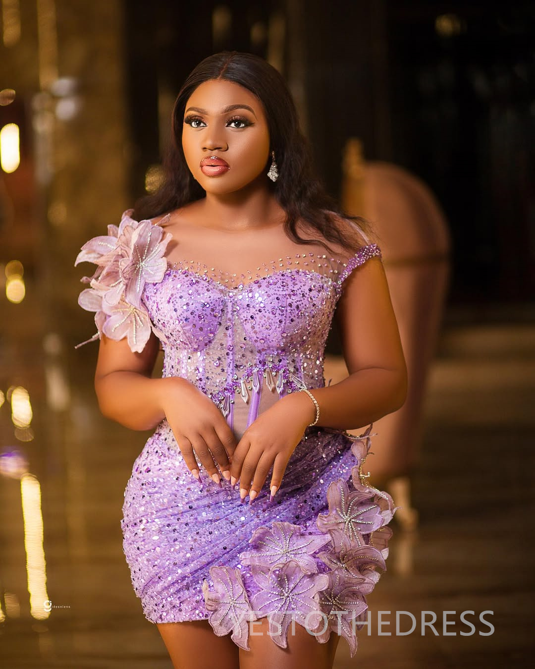 2025 Light Purple Cocktail Dresses For Women Short Mini Dress Sequined Lace Short Sleeves Beaded Lace Homecoming Dresses Flora Gown For Nigeria Black 