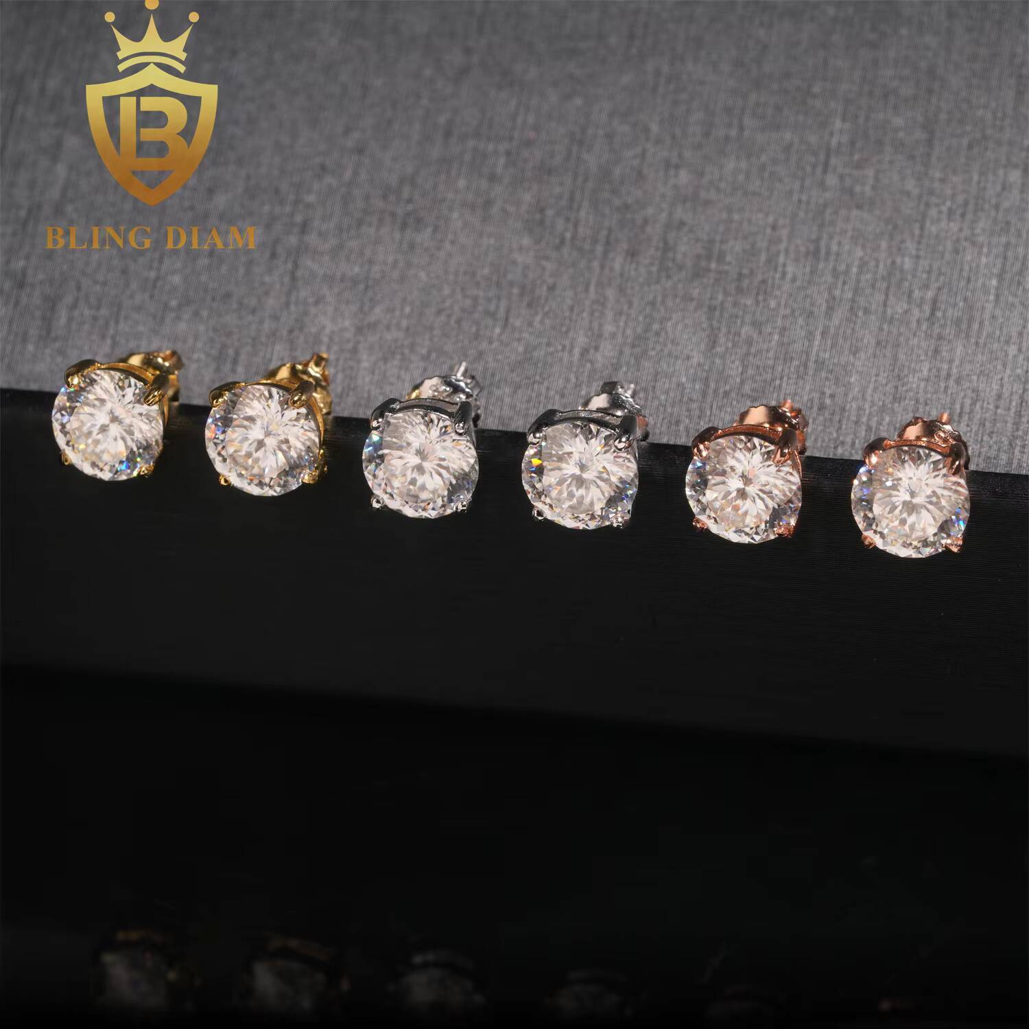 GRA Certificate 8mm Birds Nest Cut Moissanite Diamond Earrings 925 Sterling Silver Hip Hop Stud Earrings Set