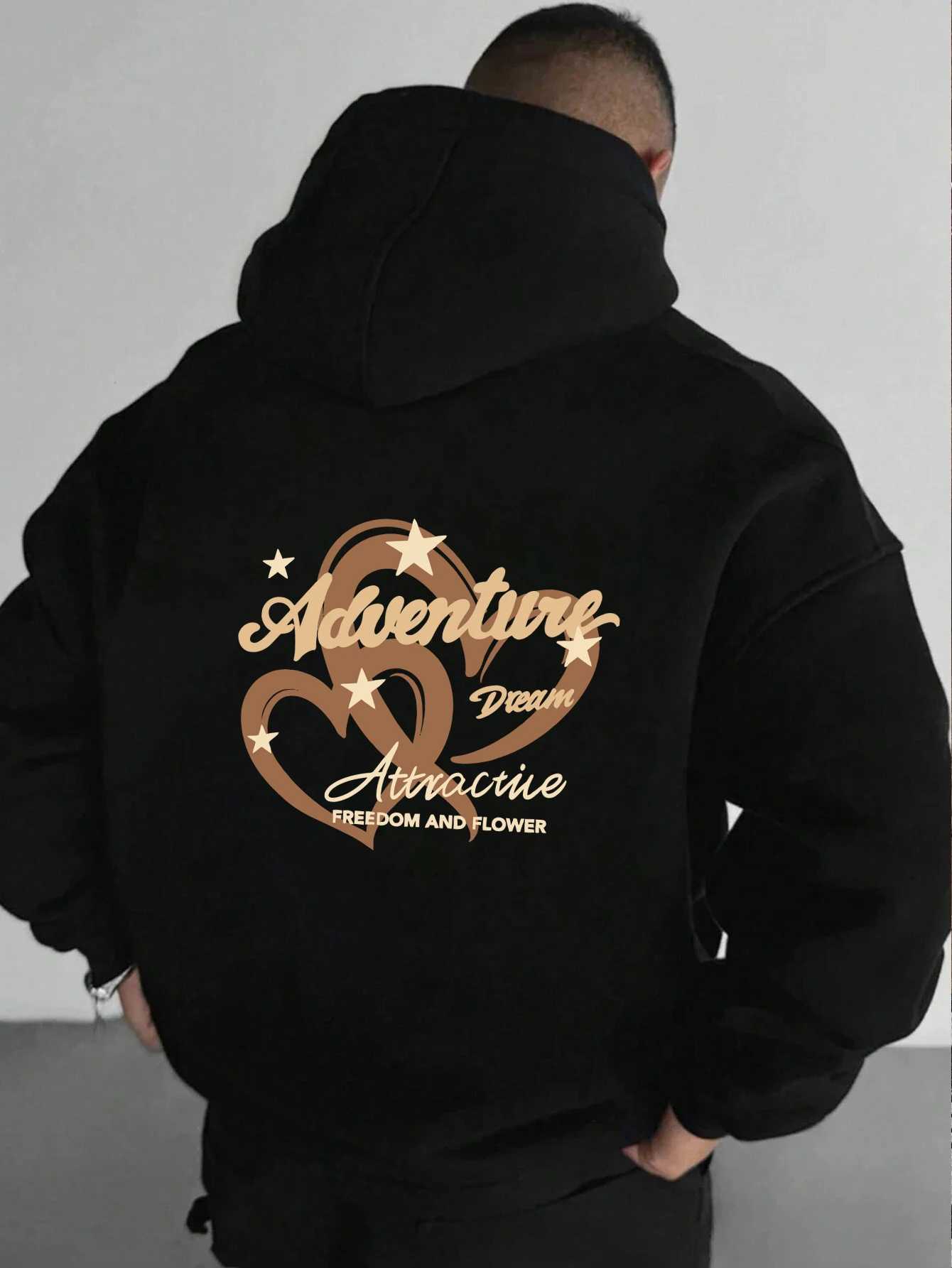 Adventure Dream Freedom And Flower Design Men Sweatshirt Korean Fleece Pullovers Simple O-Neck Top Loose Unisex Hip Hop Clothes Y250811