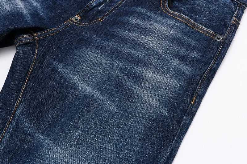 European American Style Jeans Men Hole Jeans Famous Brand Straight Zipper Slim Brand Blue Denim Jeans Pencil Pants for Men X250812