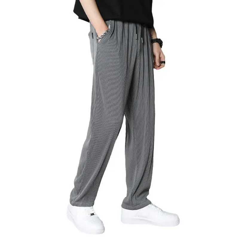 Summer White Casual Pants Mens Ice Silk Pants Mens Drape Floor Mop Pants Korean Straight Loose Wide Leg Long Pants W250812