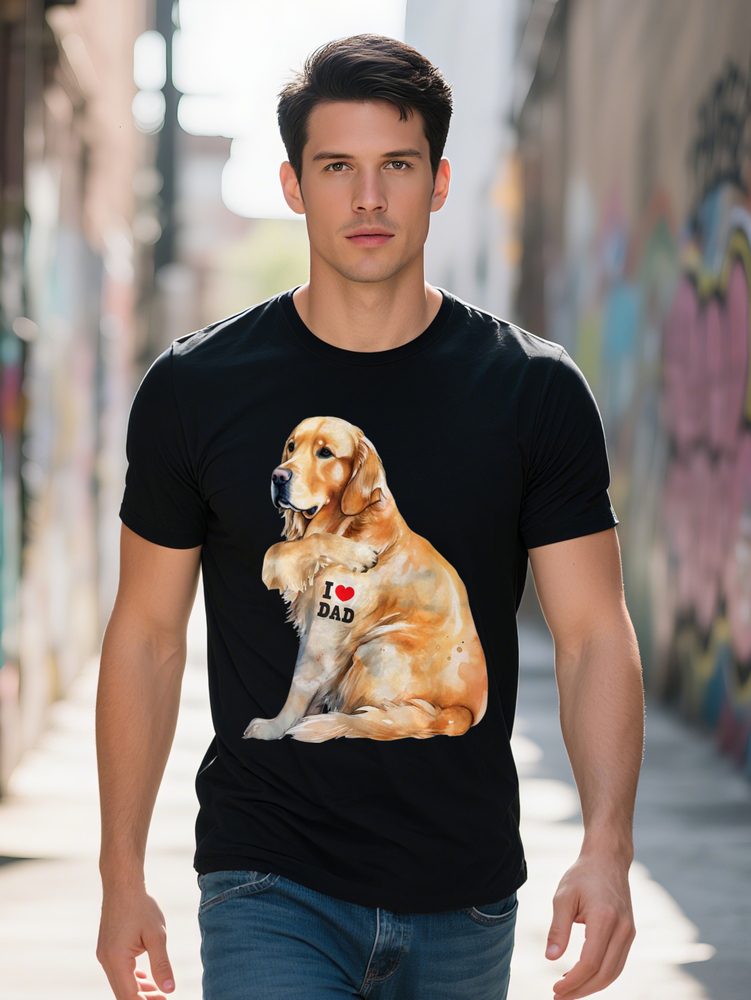 1 Love Dad Patriotic Golden Retriever Tsunae Dog Lover T Shirt Plus Size L XL Podking