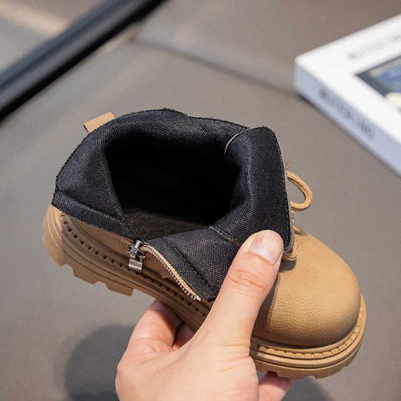 Handsome Children Motorcycle Boots for Girls Anti-skid Boys Short Boots Fashion Metal Ring Kids Shoes Cozy Toddlers Shoes H11215 XJ250812