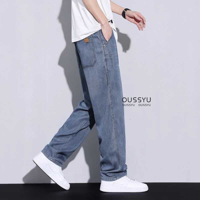 igh Quality Nev Clothing Lyocell Fabric Jeans Men Summer Thin Work Wear Slacks Jogger Retro Blue Wide Leg Trousers Streetwear X250812