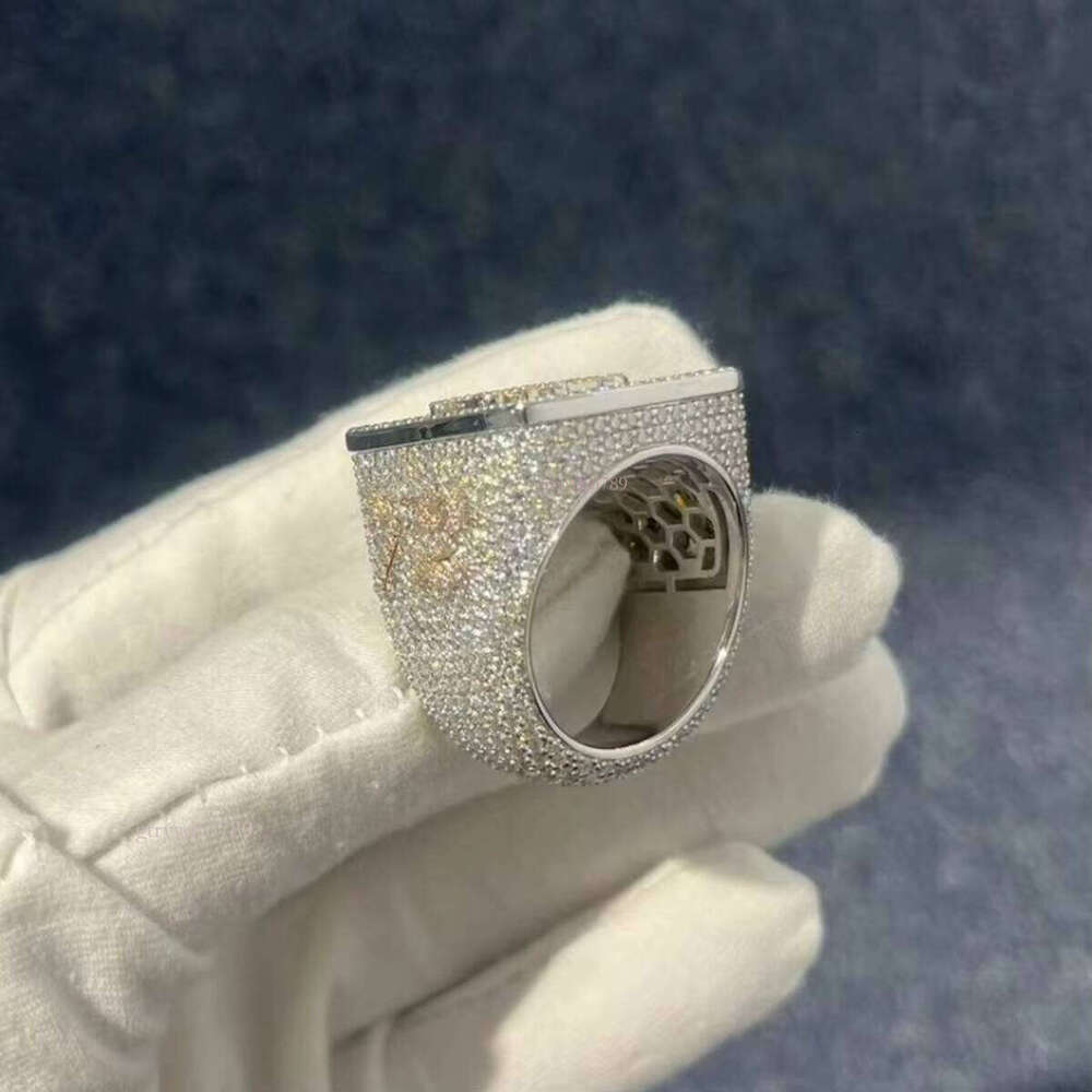 Men's S Sier Silicon Stone Square Cross-border Hip-hop DIY Letter Personalized Ring