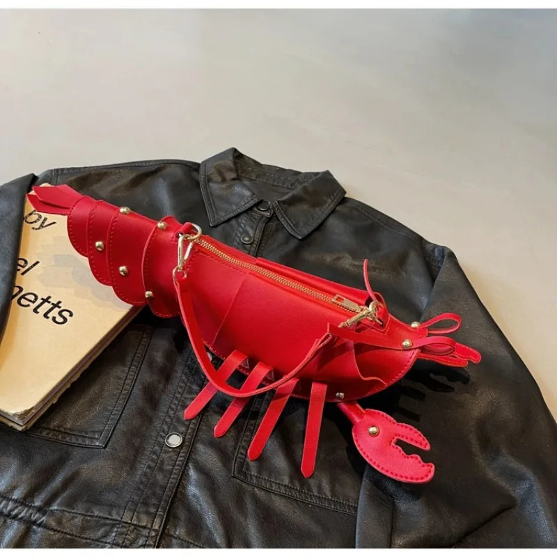PU Zipper Niche Crossbody Bags Lobster Shape n Sense High Quality Ladies Solid Color Rivet Fashion Shoulder 250811