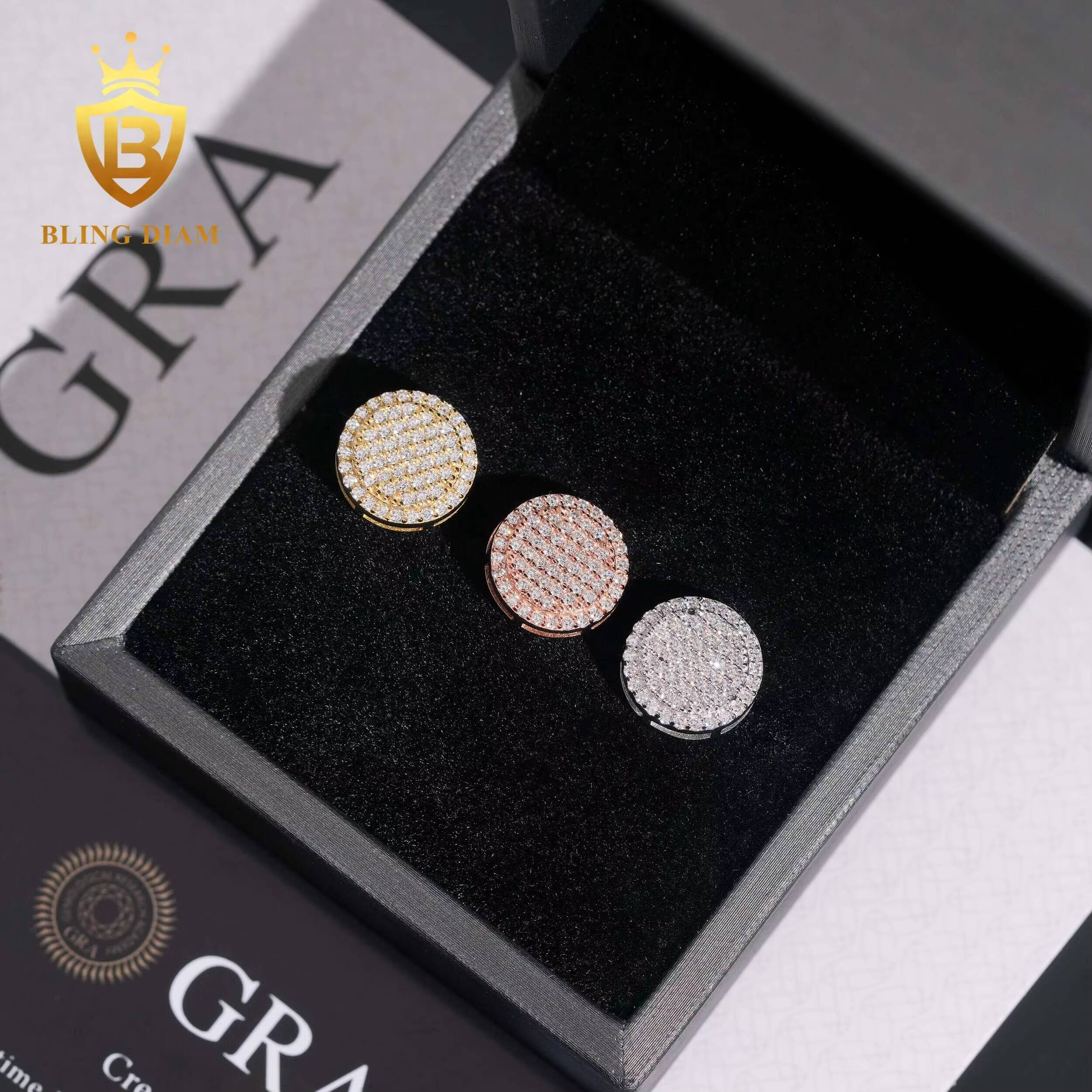 Luxury Jewelry Round Cut Vvs1 Moissanite Pass Diamond Tester 925 Sterling Silver Stud Earrings Drop Set for Men Women