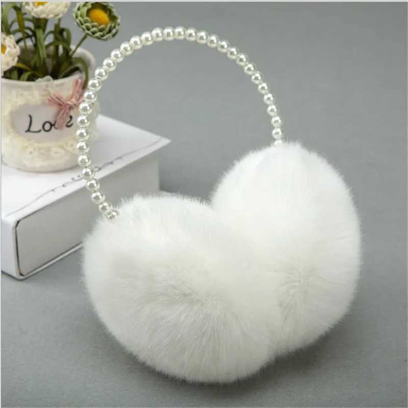 2022 2021 New Novelty Pearl Winter Earmuffs Women Fur Earmuff Ear Warmers Girls Imitation Rabbit Plush Cute Ear Hair Accessories XJ250812